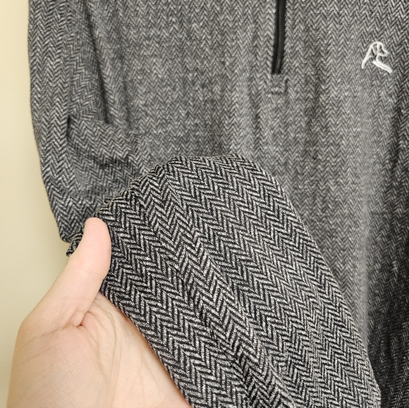 Rhoback Herringbone Jacquard Performance Q-Zip Black Gray Size L - Picture 6 of 6